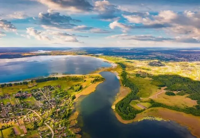 Framed Print : Colorful summer view from flying drone of Svityaz Lake Framed Print : Colorful summer view from flying drone of Svityaz Lake