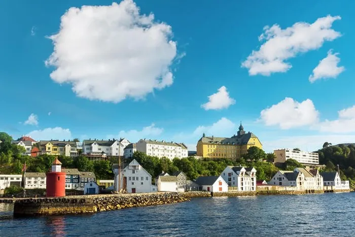 Framed Print : Colorful sunset in Alesund port town Framed Print : Colorful sunset in Alesund port town