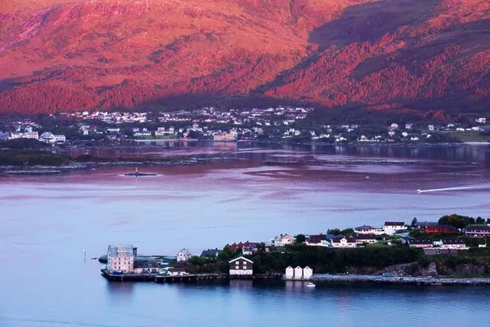 Framed Print : Colorful sunset in Alesund port town Framed Print : Colorful sunset in Alesund port town
