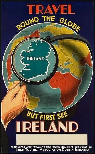 Colorful vintage travel poster promoting Ireland