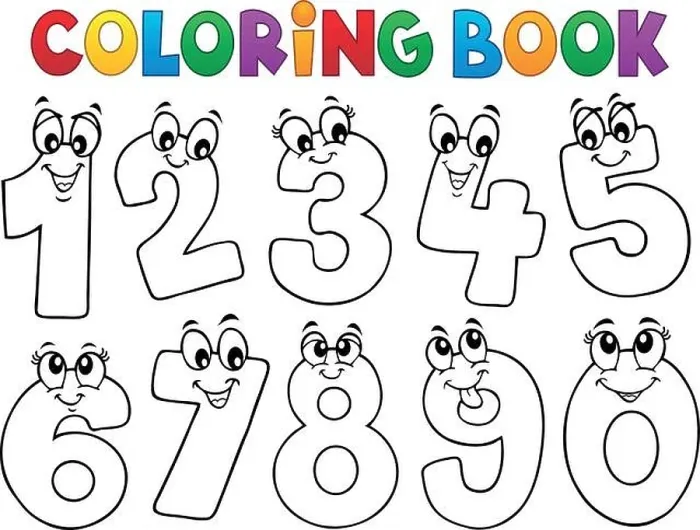 Framed Print : Coloring book cartoon numbers set 1 - eps10 vector illustration Framed Print : Coloring book cartoon numbers set 1 - eps10 vector illustration