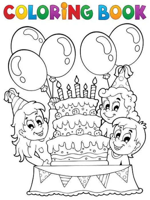 Framed Print : Coloring book kids party theme 2 - picture illustration Framed Print : Coloring book kids party theme 2 - picture illustration
