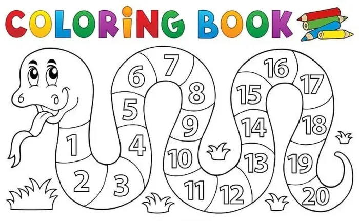 Framed Print : Coloring book snake with numbers theme Framed Print : Coloring book snake with numbers theme