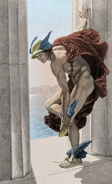 Framed Print : Colorized historical illustration of the Ancient Roman god Mercury Framed Print : Colorized historical illustration of the Ancient Roman god Mercury