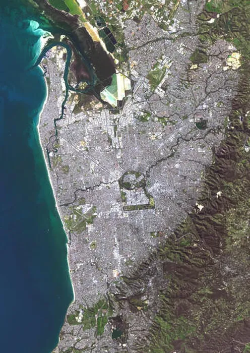 Framed Print : Colour satellite image of Adelaide, Australia. Image taken on August 29, 2014 with Landsat 8 data Framed Print : Colour satellite image of Adelaide, Australia. Image taken on August 29, 2014 with Landsat 8 data