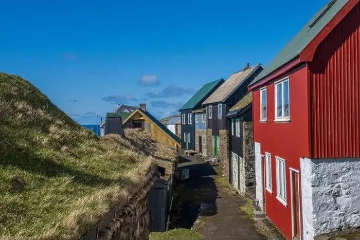 Framed Print : Colourful houses, in the remote village of Mykines in Faroe Islands Framed Print : Colourful houses, in the remote village of Mykines in Faroe Islands
