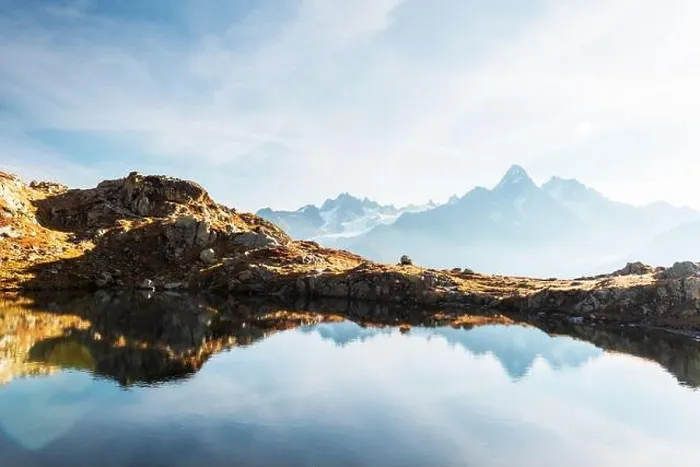 Framed Print : Colourful sunset on Chesery lake (Lac De Cheserys) in France Alps. Monte Bianco mountain range on background Framed Print : Colourful sunset on Chesery lake (Lac De Cheserys) in France Alps. Monte Bianco mountain range on background