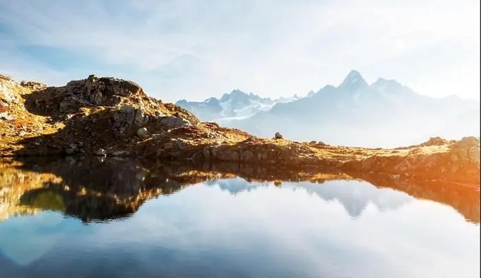 Framed Print : Colourful sunset on Chesery lake (Lac De Cheserys) in France Alps. Monte Bianco mountain range on background Framed Print : Colourful sunset on Chesery lake (Lac De Cheserys) in France Alps. Monte Bianco mountain range on background
