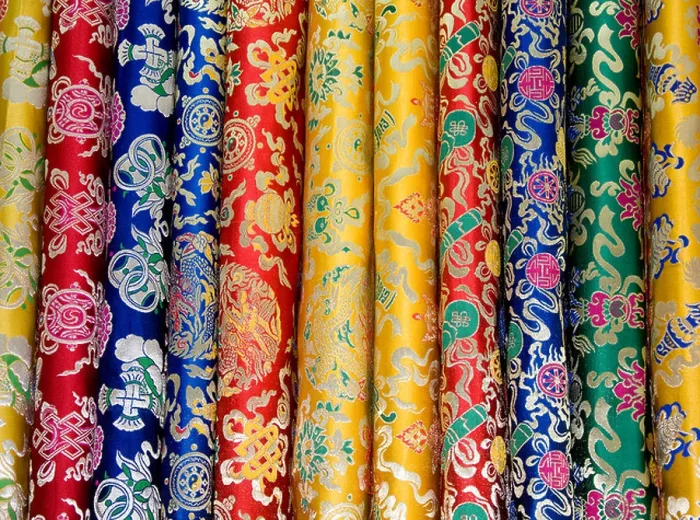 Framed Print : Colourful tibetan silk textiles Framed Print : Colourful tibetan silk textiles