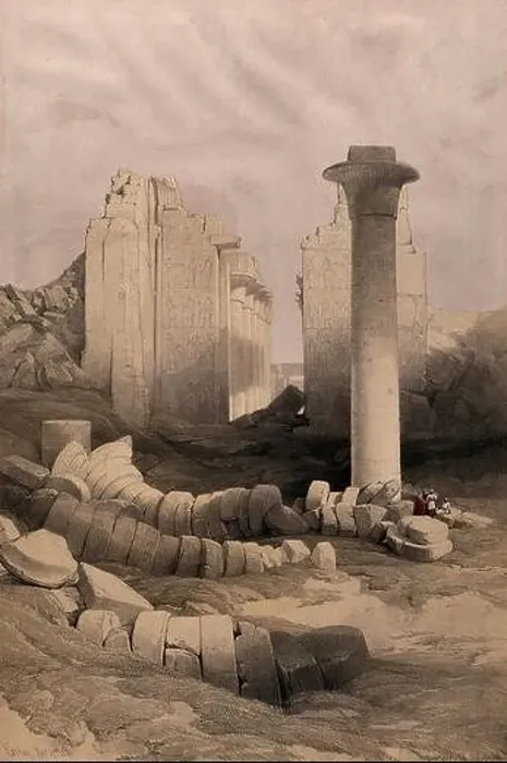 Framed Print : Column of the pharaoh Taharqa, with temple ruins at Karnac Framed Print : Column of the pharaoh Taharqa, with temple ruins at Karnac