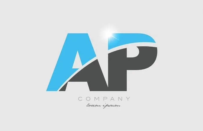 Framed Print : combination letter ap ap in grey blue color alphabet logo icon design suitable for a company or business