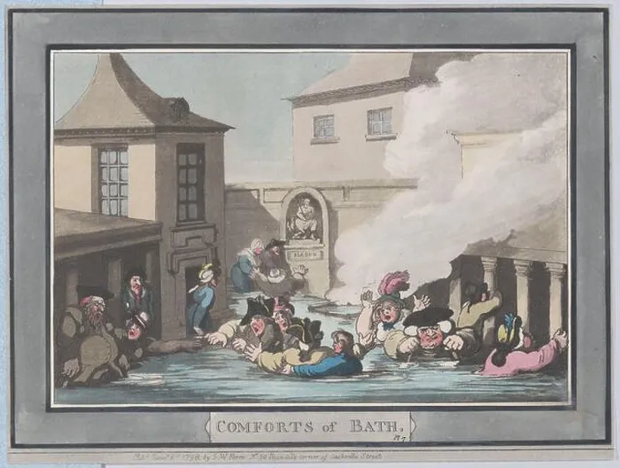Framed Print : Comforts of Bath, Plate 7 1798 by Thomas Rowlandson Framed Print : Comforts of Bath, Plate 7 1798 by Thomas Rowlandson
