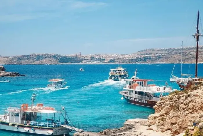 Framed Print : Comino, Malta - May 9, 2019: Panorama beach Blue Lagoon Framed Print : Comino, Malta - May 9, 2019: Panorama beach Blue Lagoon