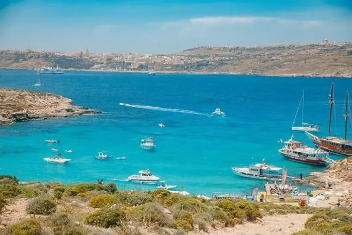 Framed Print : Comino, Malta - May 9, 2019: Panorama beach Blue Lagoon Framed Print : Comino, Malta - May 9, 2019: Panorama beach Blue Lagoon