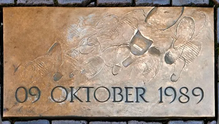 Framed Print : Commemorative plaque '09 OCTOBER 1989' on the pavement of the Nikolaikirchhof, Leipzig, Saxony, Germany Framed Print : Commemorative plaque '09 OCTOBER 1989' on the pavement of the Nikolaikirchhof, Leipzig, Saxony, Germany
