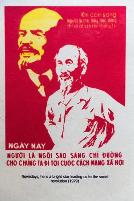 Framed Print : Communist propaganda poster with Ho Chi Minh, Vietnam Framed Print : Communist propaganda poster with Ho Chi Minh, Vietnam