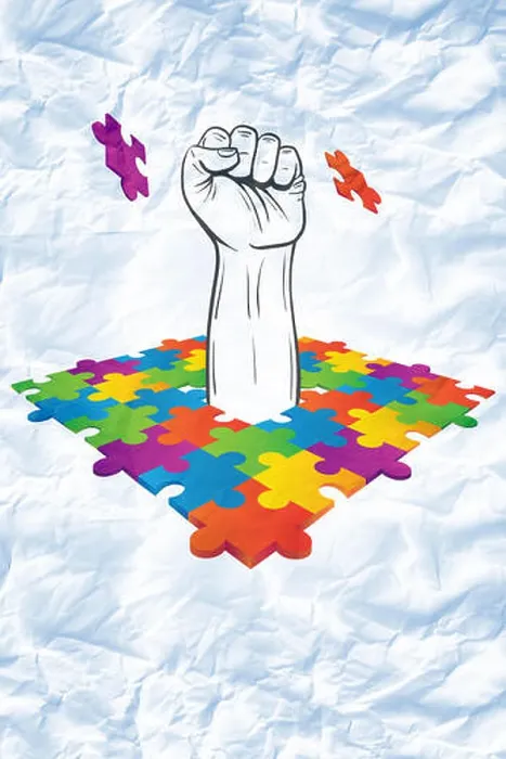 Framed Print : Composite image of hand punching through jigsaw Framed Print : Composite image of hand punching through jigsaw