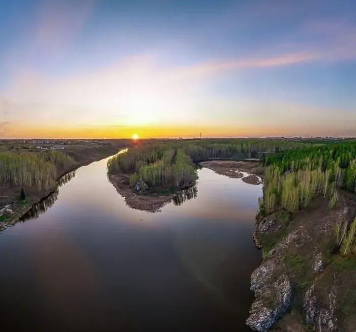 Framed Print : Confluence of the Iset and Kamenka rivers in the city Kamensk-Uralskiy