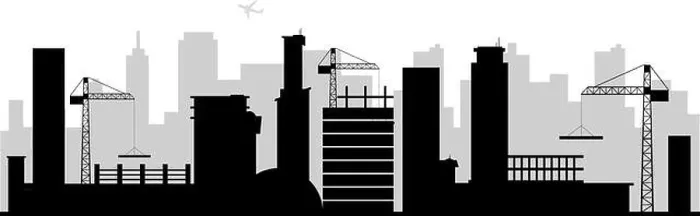 Framed Print : Construction site black silhouette vector illustration Framed Print : Construction site black silhouette vector illustration