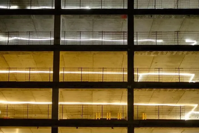 Framed Print : Construction Site by Night with Neon Lights Framed Print : Construction Site by Night with Neon Lights