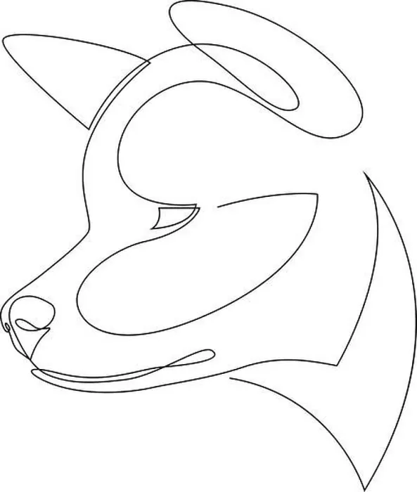 Framed Print : Continuous line Akita Inu. Single line minimal style dog vector illustration. Portrait Framed Print : Continuous line Akita Inu. Single line minimal style dog vector illustration. Portrait