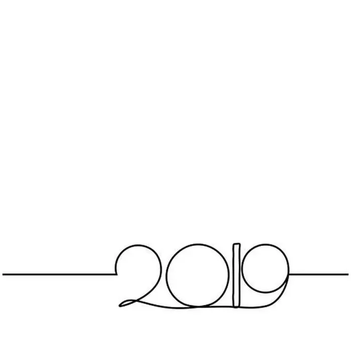 Framed Print : One continuous line drawing 2019. Vector new year illustration isolated on white background Framed Print : One continuous line drawing 2019. Vector new year illustration isolated on white background