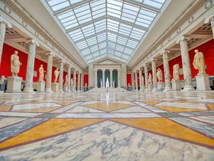 Framed Print : Copenhagen, Denmark / June 30, 2021: Ny Carlsberg Glyptotek Museum - panoramic view of a Hall with antique sculpture Framed Print : Copenhagen, Denmark / June 30, 2021: Ny Carlsberg Glyptotek Museum - panoramic view of a Hall with antique sculpture
