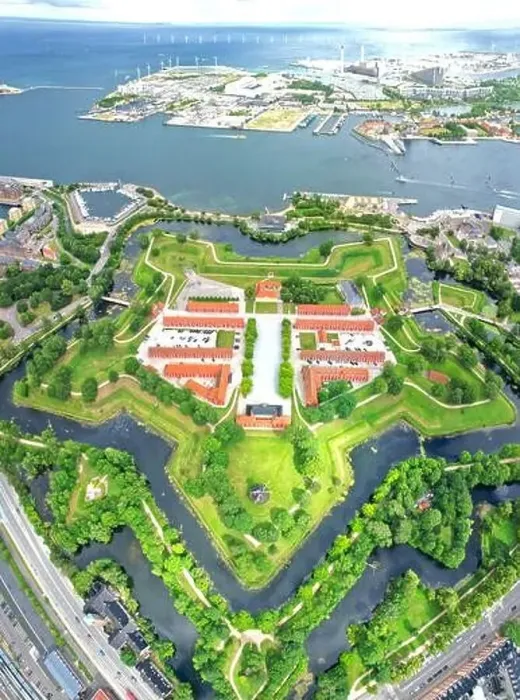 Framed Print : Copenhagen fortress in Denmark Europe aerial view including windmil