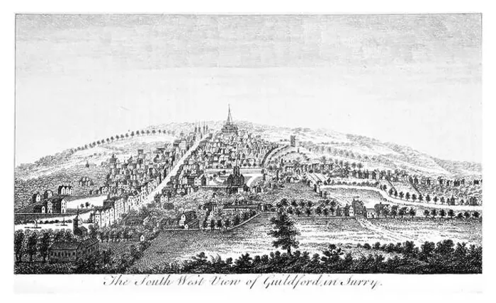 Framed Print : Copper engraving 1776 Landscape Beauties England Most Elegant magnificent public Edifices. South west Guildford Surrey Framed Print : Copper engraving 1776 Landscape Beauties England Most Elegant magnificent public Edifices. South west Guildford Surrey