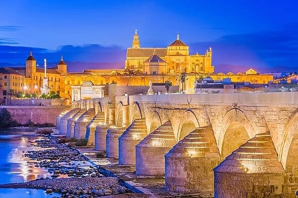 Cordoba, Spain at the Mosque-Cathedral and Roman Bridge
