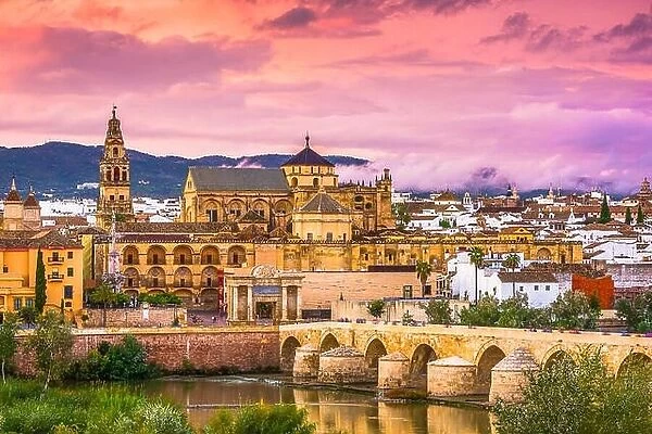 Cordoba, Spain at the Mosque-Cathedral and Roman Bridge