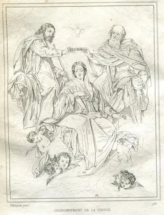 Framed Print : CORONATION OF THE VIRGIN.VELASQUEZ. Museum of Painting and Sculpture, DRAWN AND ENGRAVING BY REVEIL.LONDYN.PARIS 1833 Framed Print : CORONATION OF THE VIRGIN.VELASQUEZ. Museum of Painting and Sculpture, DRAWN AND ENGRAVING BY REVEIL.LONDYN.PARIS 1833