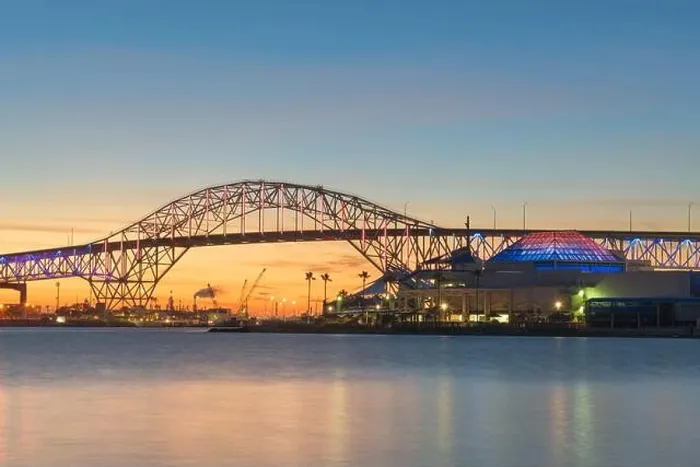 Framed Print : Corpus Christi, Texas, USA at Corpus Christi Harbor Bridge at dusk Framed Print : Corpus Christi, Texas, USA at Corpus Christi Harbor Bridge at dusk