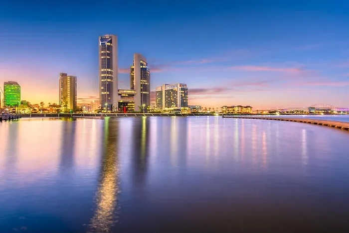 Framed Print : Corpus Christi, Texas, USA skyline on the bay in the evening Framed Print : Corpus Christi, Texas, USA skyline on the bay in the evening