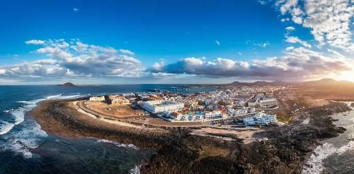 Framed Print : Corralejo aerial cityscape, port city in Fuerteventura Framed Print : Corralejo aerial cityscape, port city in Fuerteventura