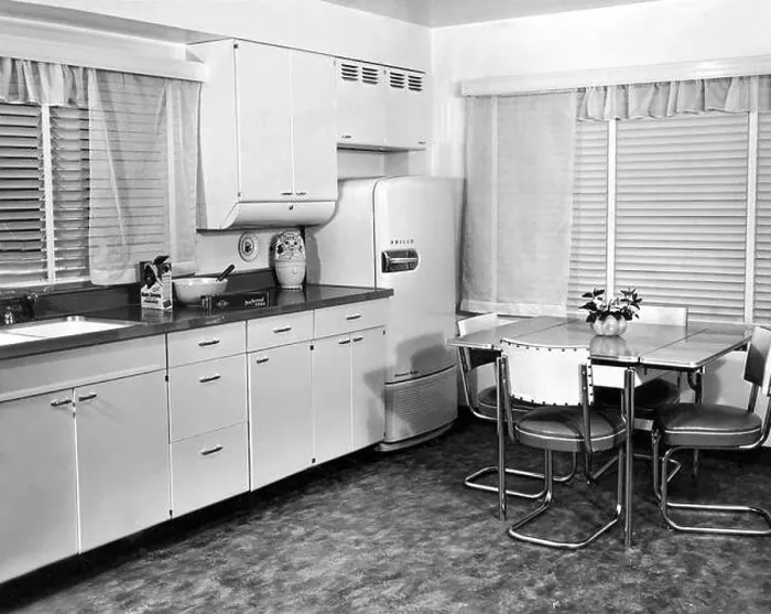 Framed Print : Corte Madera, California c. 1940's. A model kitchen display at Kitchens Beautiful in Marin County Framed Print : Corte Madera, California c. 1940's. A model kitchen display at Kitchens Beautiful in Marin County