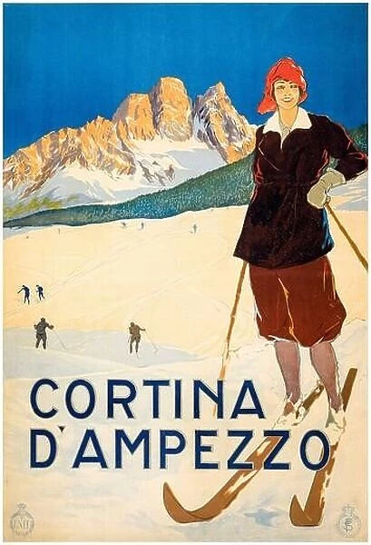 Cortina d'Ampezzo, Ski Resort, Italy, Italian vintage travel poster, circa 1920
