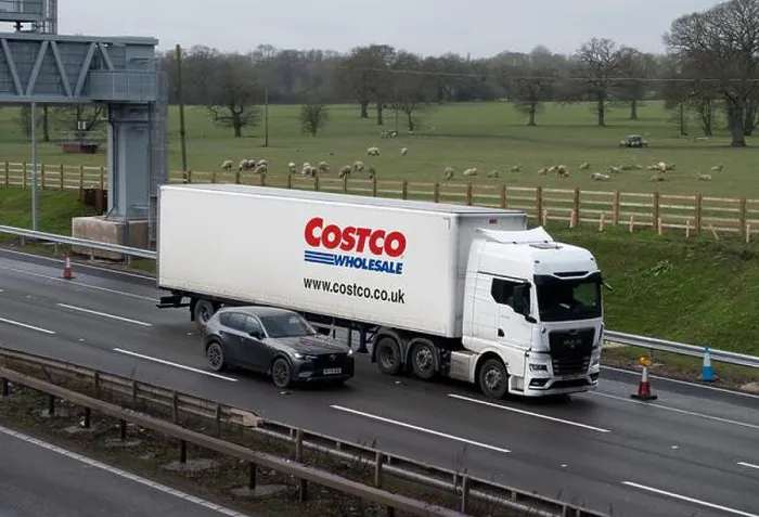 Framed Print : Costco lorry on the M42 motorway, West Midlands, UK