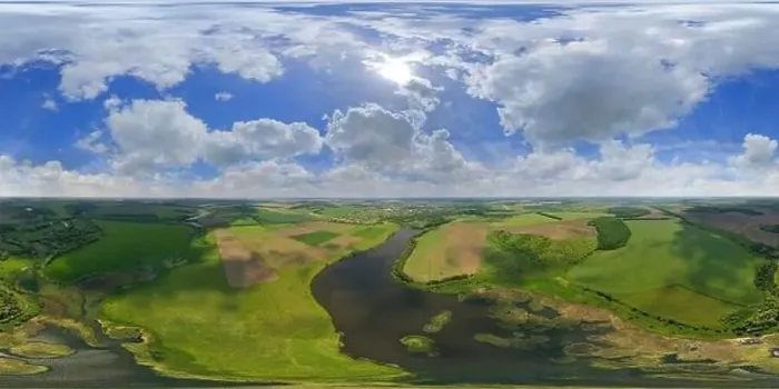 Framed Print : The countryside. Unrealistically beautiful nature is photographed from the sky