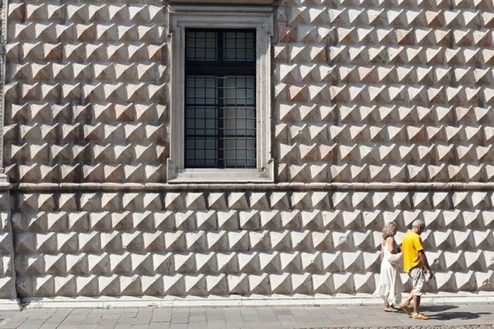 Framed Print : A couple walk by the Palazzo dei Diamanti Ferrara Emilia-Romagna Italy Framed Print : A couple walk by the Palazzo dei Diamanti Ferrara Emilia-Romagna Italy