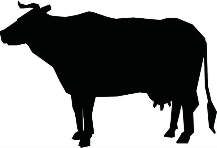 Framed Print : Cow Silhouette Vector Icon - Dairy Farm Livestock Symbol for Agriculture