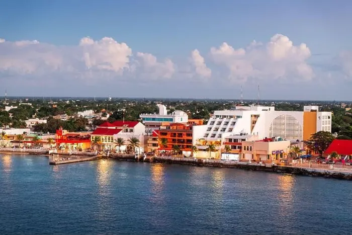 Framed Print : Cozumel, Mexico coastal town skyline at dusk Framed Print : Cozumel, Mexico coastal town skyline at dusk