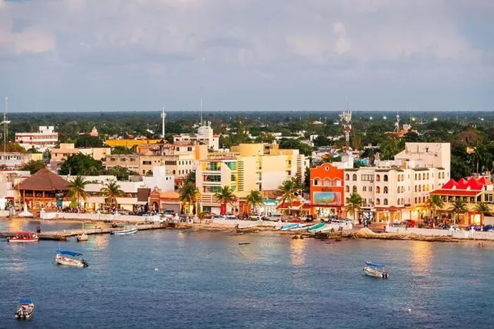 Framed Print : Cozumel, Mexico coastal town skyline at dusk Framed Print : Cozumel, Mexico coastal town skyline at dusk