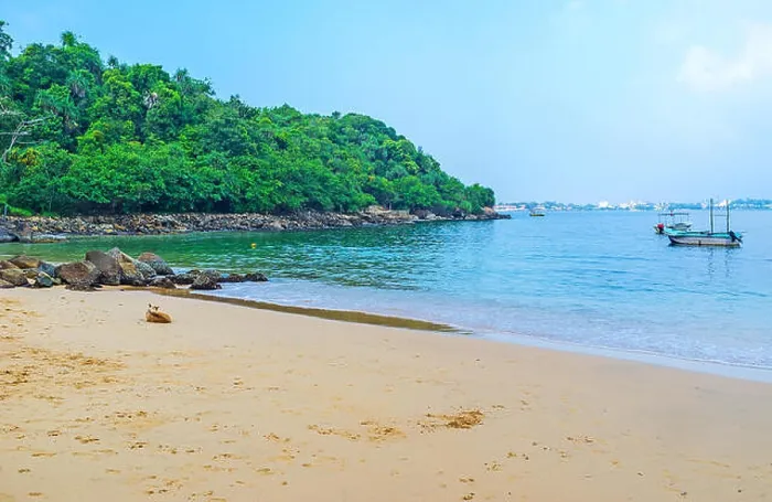 Framed Print : The cozy sand Jungle Beach is the nice place to relax after visiting of Temples on Rumassala Mount Framed Print : The cozy sand Jungle Beach is the nice place to relax after visiting of Temples on Rumassala Mount