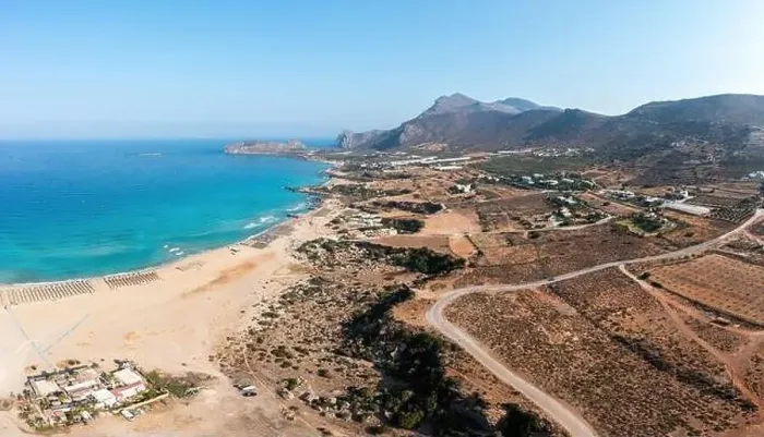 Framed Print : Crete island Greece. Aerial drone panoramic view of Falasarna sandy beach Framed Print : Crete island Greece. Aerial drone panoramic view of Falasarna sandy beach