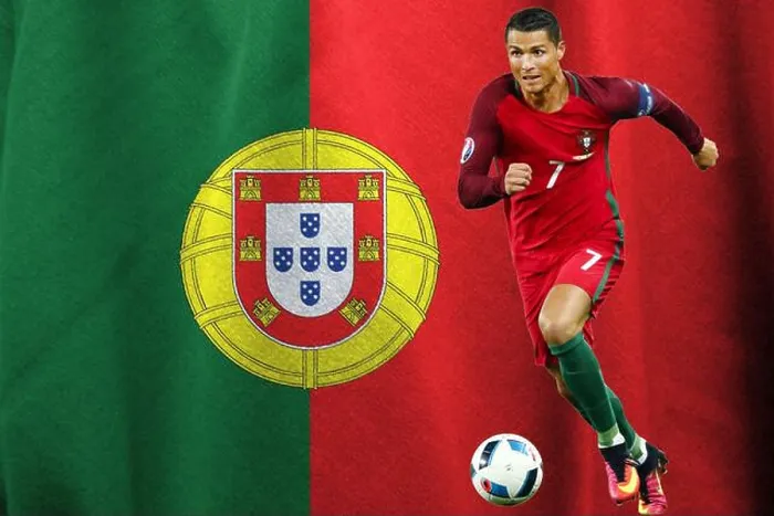 Framed Print : Cristiano Ronaldo and flag of Portugal Framed Print : Cristiano Ronaldo and flag of Portugal