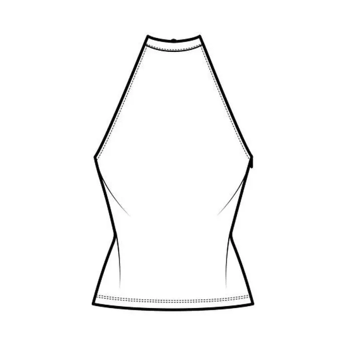 Framed Print : Top crop high neck halter tank cotton-jersey technical fashion illustration with bow Framed Print : Top crop high neck halter tank cotton-jersey technical fashion illustration with bow