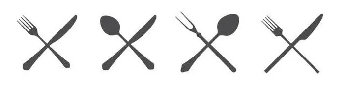 Framed Print : Crossed knives, spoons and forks. Vintage and modern. Cutlery silhouettes. Flat illustration isolated on white Framed Print : Crossed knives, spoons and forks. Vintage and modern. Cutlery silhouettes. Flat illustration isolated on white