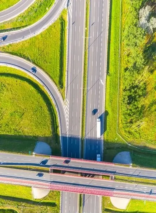 Framed Print : Crossroad aerial view - Interchange aerial photo - Transportation and logistics drone view Framed Print : Crossroad aerial view - Interchange aerial photo - Transportation and logistics drone view