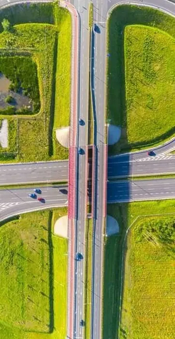 Framed Print : Crossroad aerial view - Interchange aerial photo - Transportation and logistics drone view Framed Print : Crossroad aerial view - Interchange aerial photo - Transportation and logistics drone view